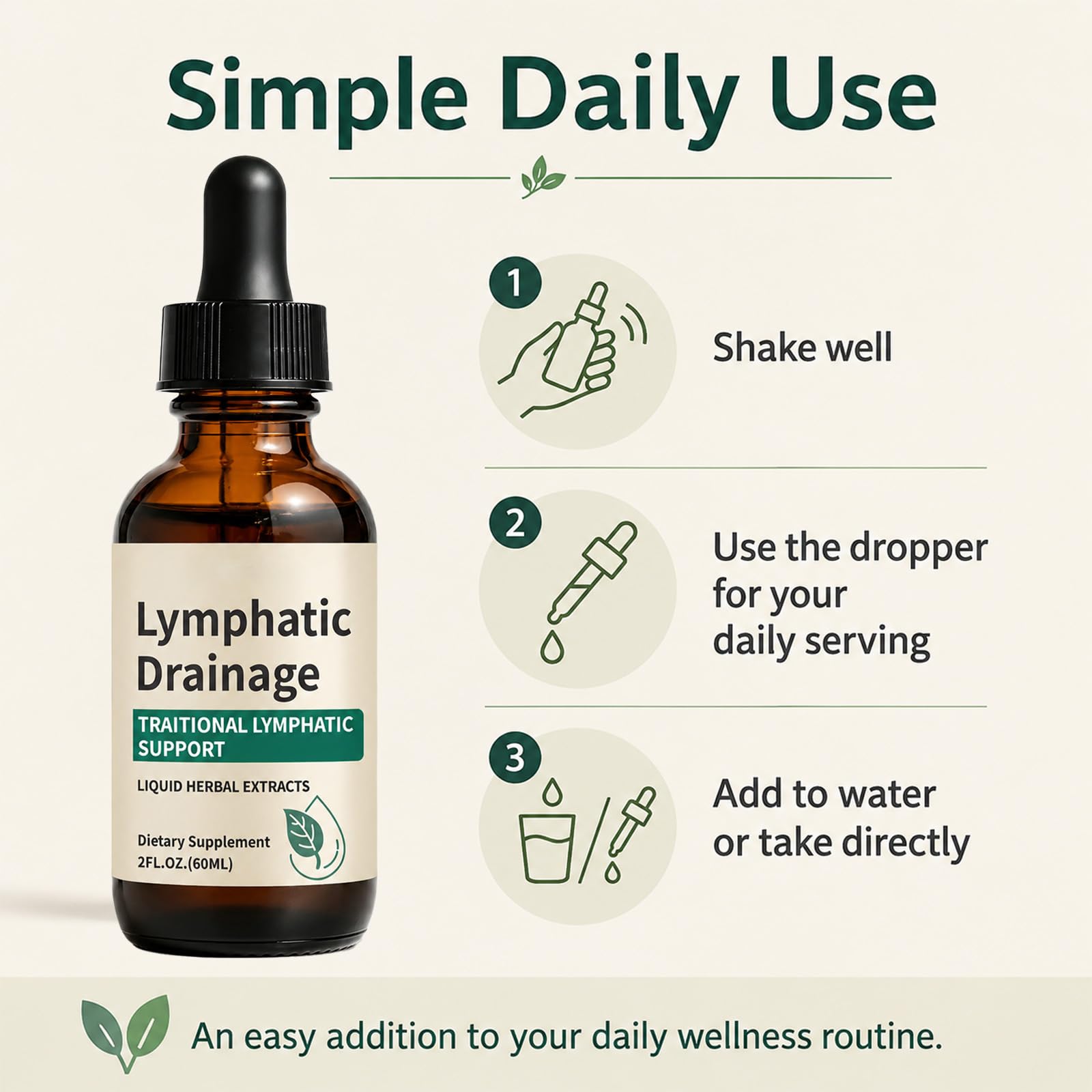 Lymphatic Drainage Drops, Fluid Retention – Alcohol-Free, Vegan | with Elderberry & Echinacea Dandelion，– Supports Lymphatic Drainage, Immune System & Detox 2 fl oz (1pcs)