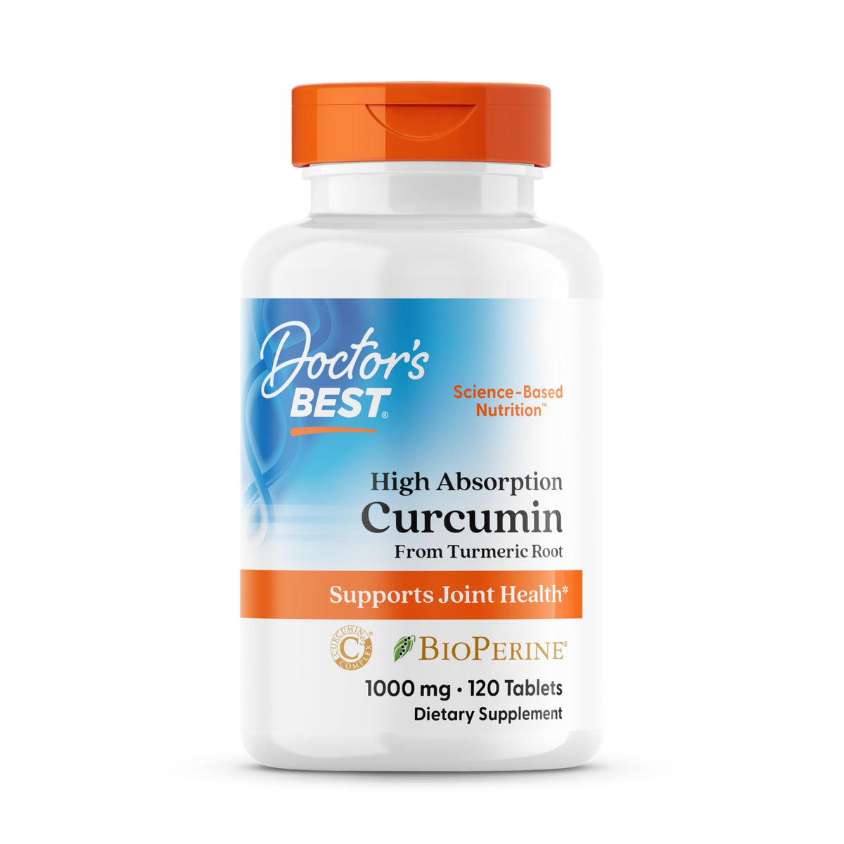 Doctor's Best Turmeric Curcumin Supplement 1000mg, Non GMO, 120 Tablets