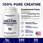 Creatine Monohydrate Capsules 5G, 60 Servings, Micronized Creatine Pills for Men and Women, 4 Caps per Serving