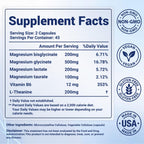 Magnesium Glycinate Complex 1000mg for Women and Men, Sleep and Calm Support, Stomach Friendly, 6 in 1 Chelated with Magnesium Glycinate, Bisglycinate, Lactate, Taurate, L Theanine and B6, 90 Capsules