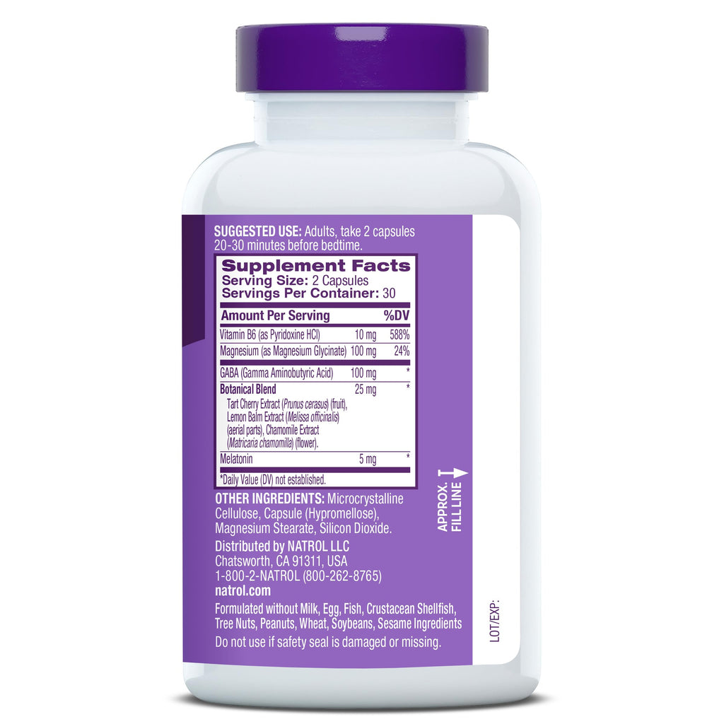 Natrol Sleep & Restore Magnesium and 5mg Melatonin Sleep Aid, 60 Capsules | Nighttime Sleep-Aid, Support Relaxation, Calm Magnesium Glycinate, with GABA, Botanical Blend, 100% Drug-Free, 30 Day Supply