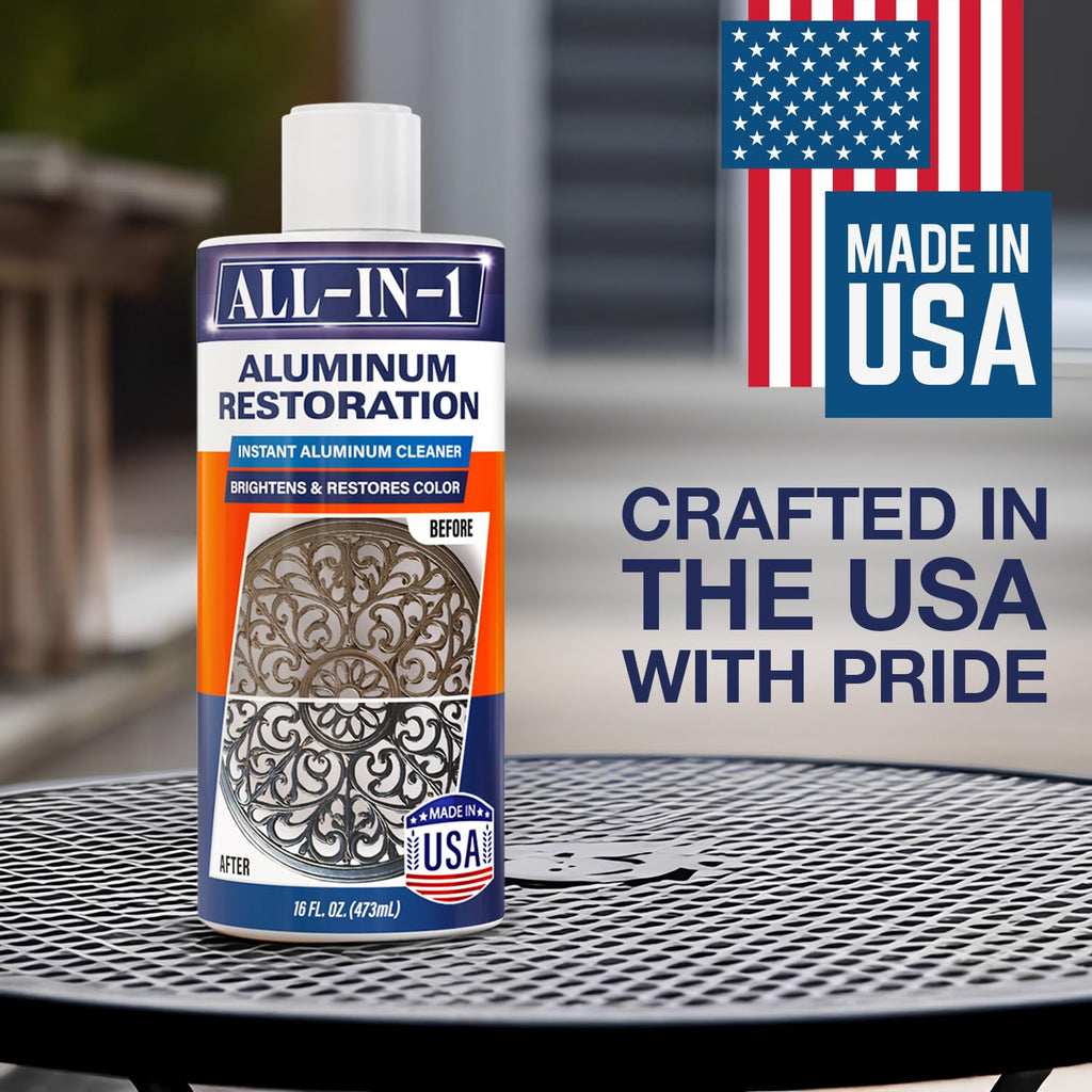 Aluminum Cleaner & Restorer Brightens Patio Furniture, Wrought Iron & Metal