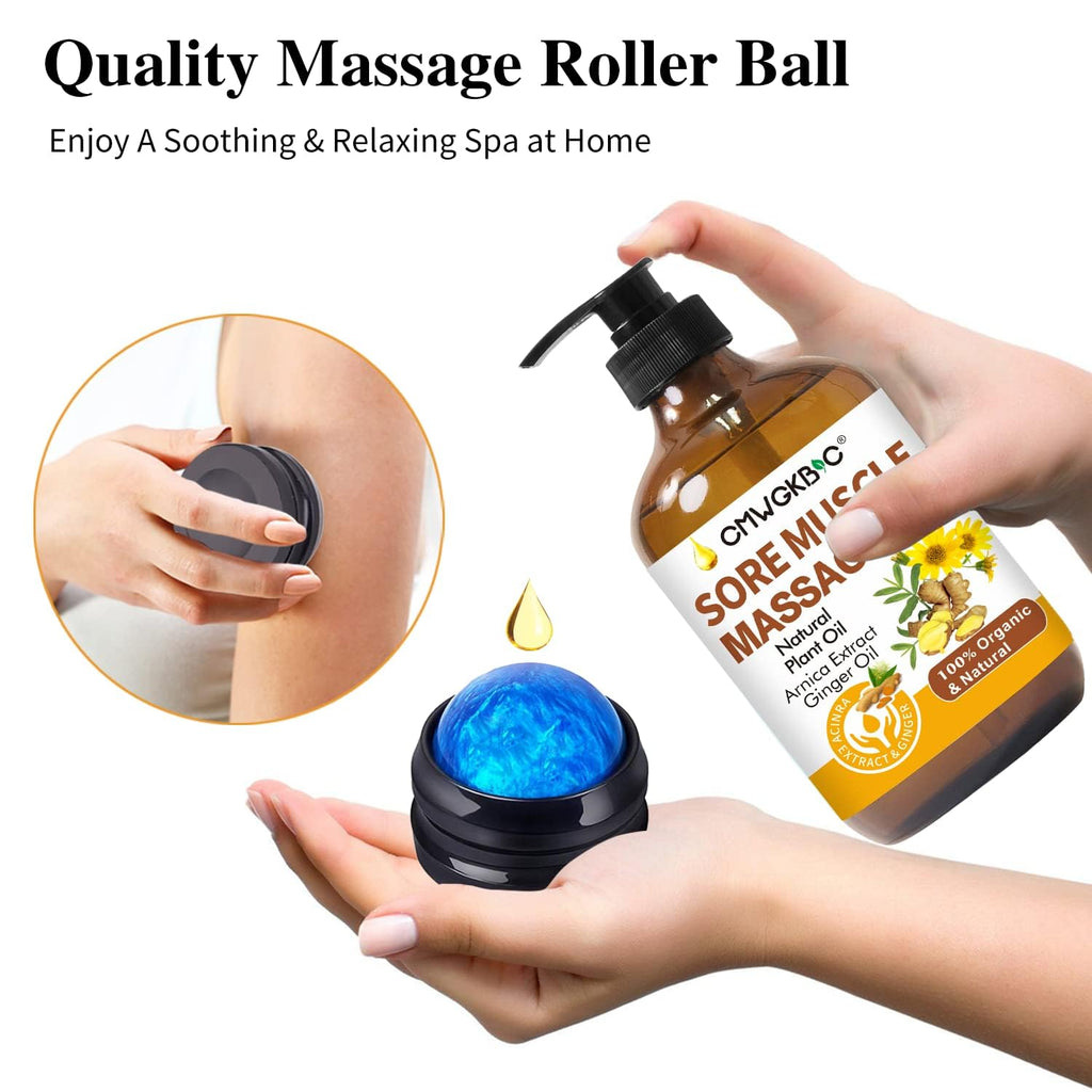 Massage Oil for Massage Therapy,Lymphatic Drainage-Ginger Oil Sore Muscle Arnica Oil&Lavender Oil Relaxing Massage Oils for Date Night,Massage Ball,Body Oil for Women,Mens Gifts,Birthday Gifts for Men