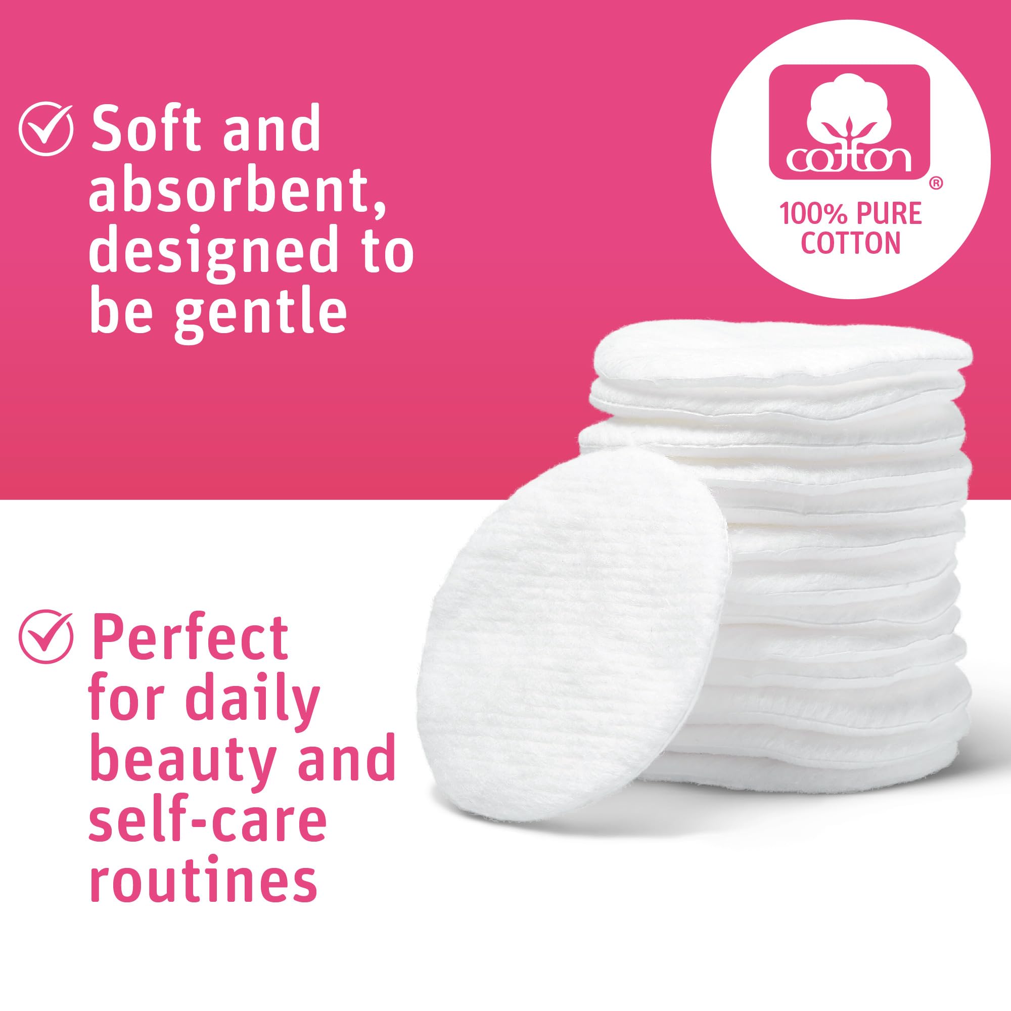 Medline Simply Soft Cotton Rounds (300 Count), 100% Cotton Absorbent and Textured Cotton Pads, Lint-Free