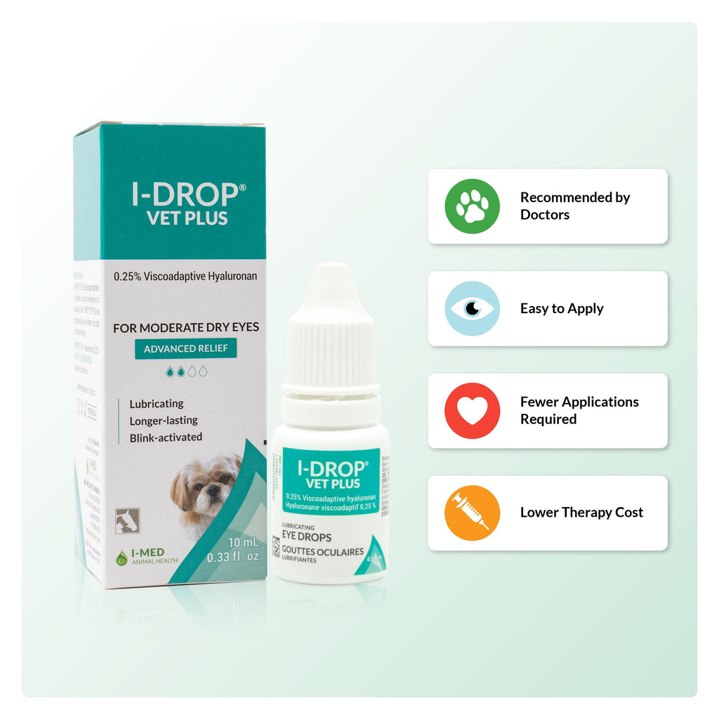 I-DROP Vet Plus Dog Eye Drops, 0.25% Hyaluronan, Seasonal Dry Eye, 10 ml