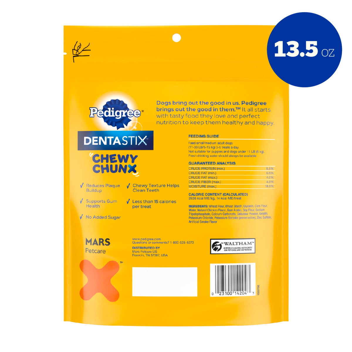 Pedigree Dentastix Chewy Chunx Small Dental Dog Treats, Chicken, 13.5 oz