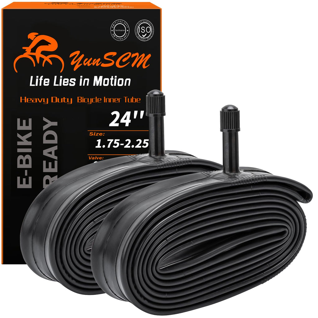 2-PCS 24" Heavy Duty Bike Tubes 24x1.75/2.25 AV32MM Schrader Valve 45/57-507 Inner Tubes Compatible with 24 x 1.75 24x1.95 24x2.10 24x2.125 24x2.25 Cruisers, City, Mountain Bicycle Bike Tire Tubes