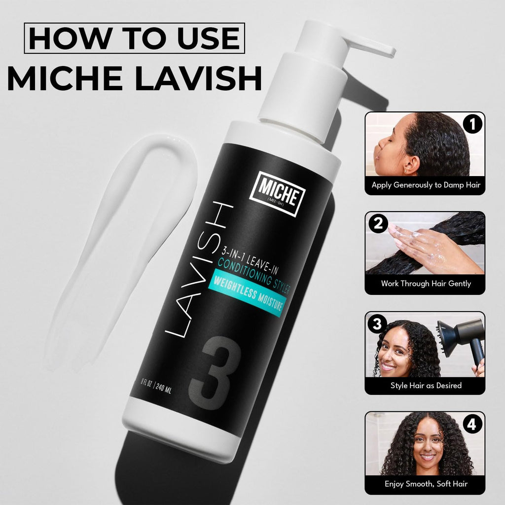 Miche Beauty Miche Lavish Leave-In Conditioner For Curly, Kinky Or Wavy Hair, Silicone And Paraben Free - 8oz