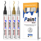 Paint Markers 4 Colors Oil Based Paint Pens – Gold, Silver, Black & White Permanent Paint Marker Set for Metal, Wood, Glass, Rock, Fabric – Waterproof Quick Dry, Easter Egg Decorating & DIY Crafts