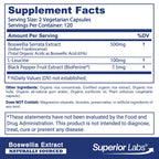 Superior Labs Boswellia Serrata 500mg, 65% Acids, Joint Comfort, 240 Caps