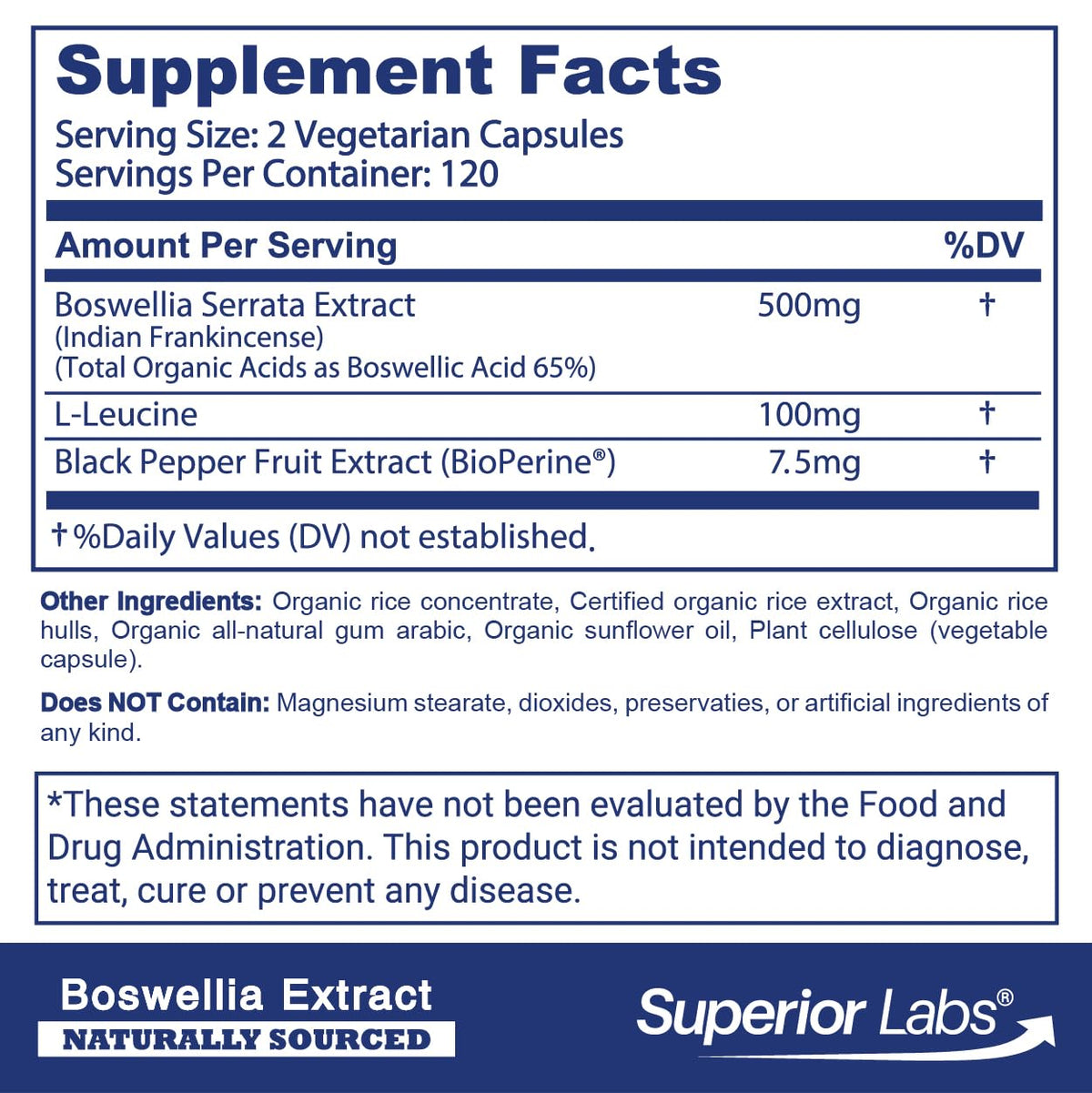 Superior Labs Boswellia Serrata 500mg, 65% Acids, Joint Comfort, 240 Caps