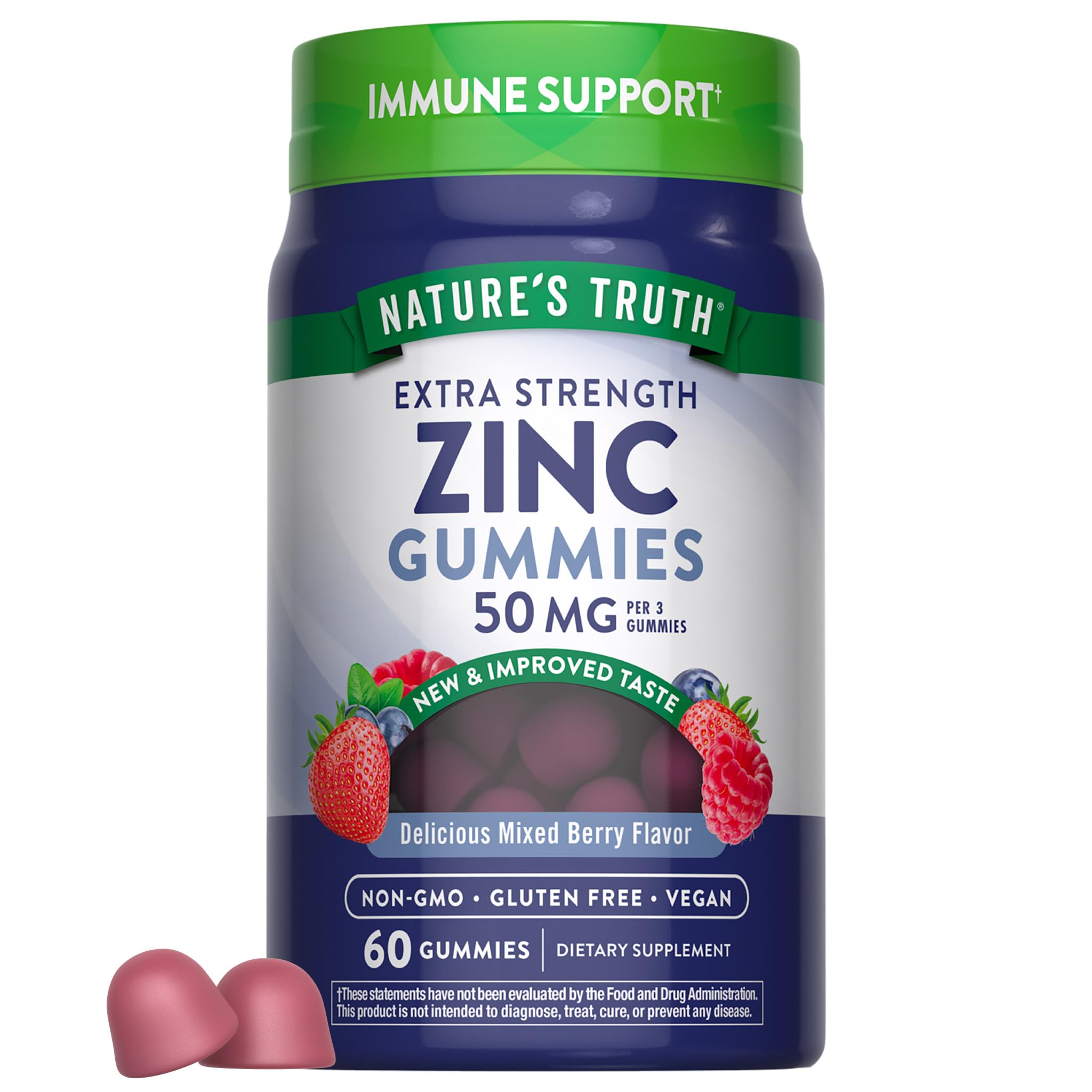 Nature's Truth Zinc Gummies for Adults | 50mg | 120 Count | Vegan, Non-GMO & Gluten Free Supplement | Mixed Berry Flavor