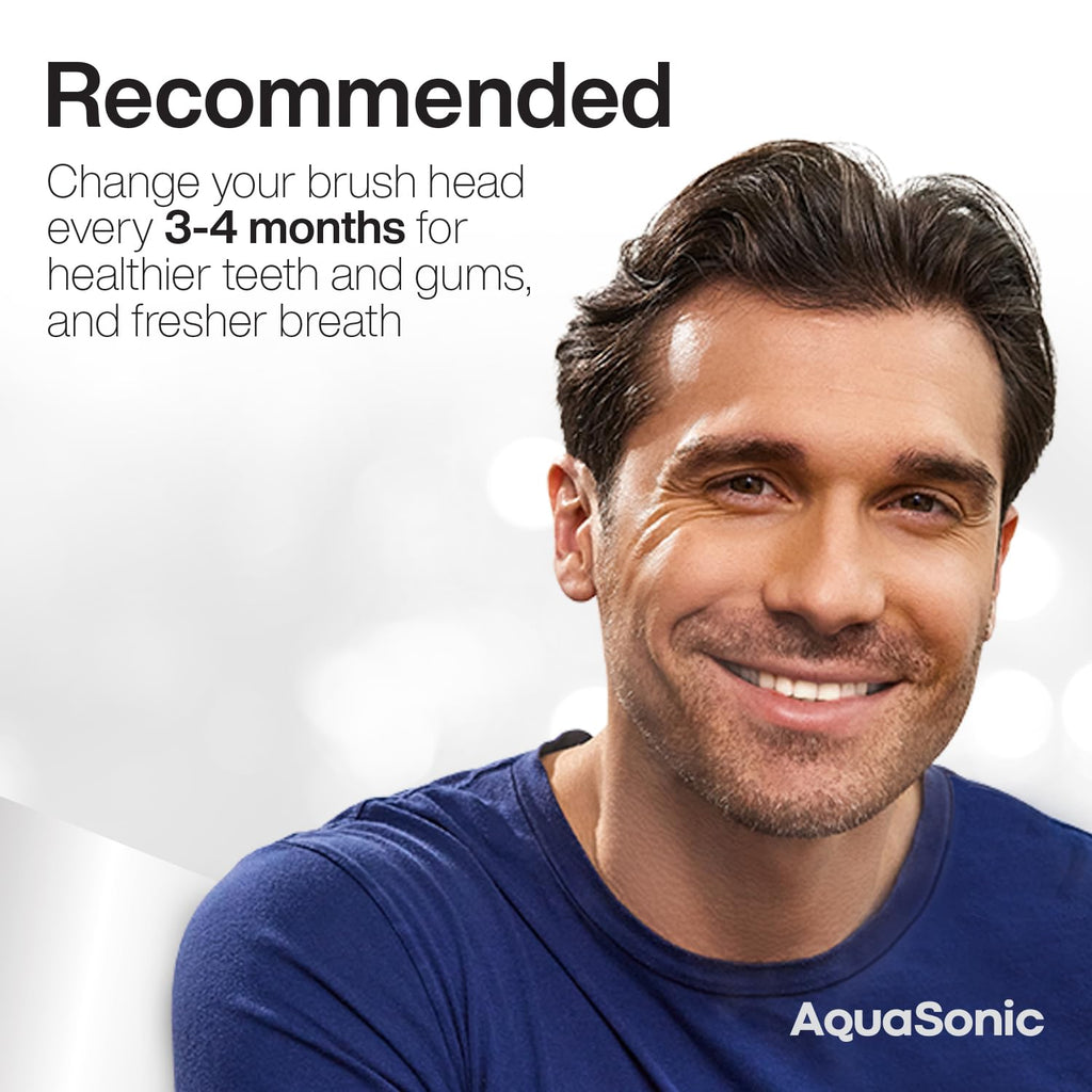 AquaSonic Genuine Proflex Replacement Brush Heads | ADA Accepted | for Whiter Teeth & Gum Care | Compatible with Duo Series PRO and Others (8 Pack Black & White)