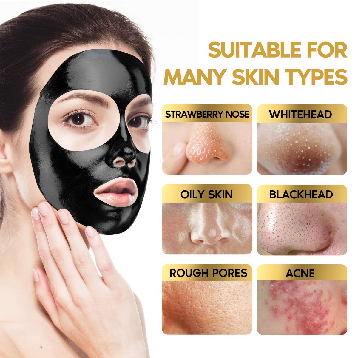 Buy now YLNALO Blackhead Remover Mask Kit, Charcoal Peel Off Facial Mask with Brush and Pimple Extractors, Deep Cleansing for Face Nose Blackhead Pores Acne, For All Skin Types (3.5 Fl.oz) at indiglob india