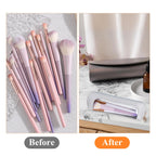 Stylish small clear PU leather makeup bag, perfect for organizing brushes. Order online and add to your collection!