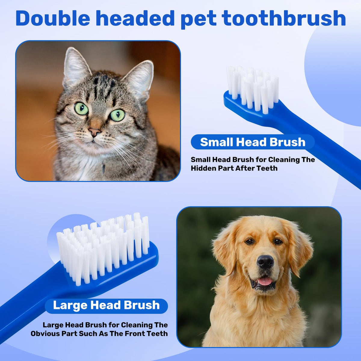 Newday Dog Toothbrush Set of 8 - Dual Headed, Dental Hygiene Convenient Soft Toothbrush to Clean pet Teeth, Dog Tooth Brushes for Small to Large Dogs, Cats, and Most Pets, Teeth Brush in Bulk