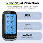 AUVON 3-in-1 TENS Unit Muscle Stimulator for Pain Relief, Large Screen