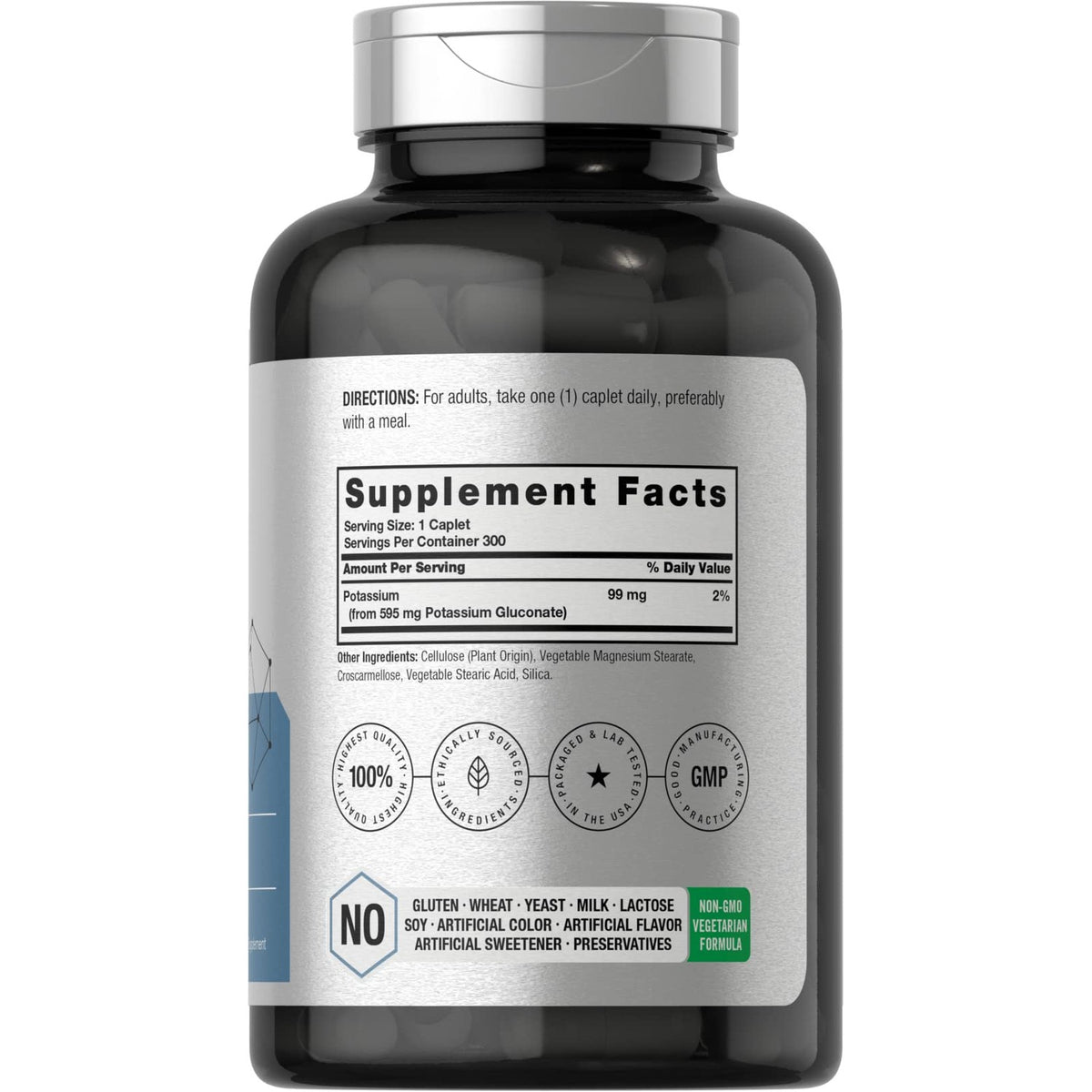 Horbäach Chelated Potassium Gluconate Supplement | 595 mg | 300 Caplets