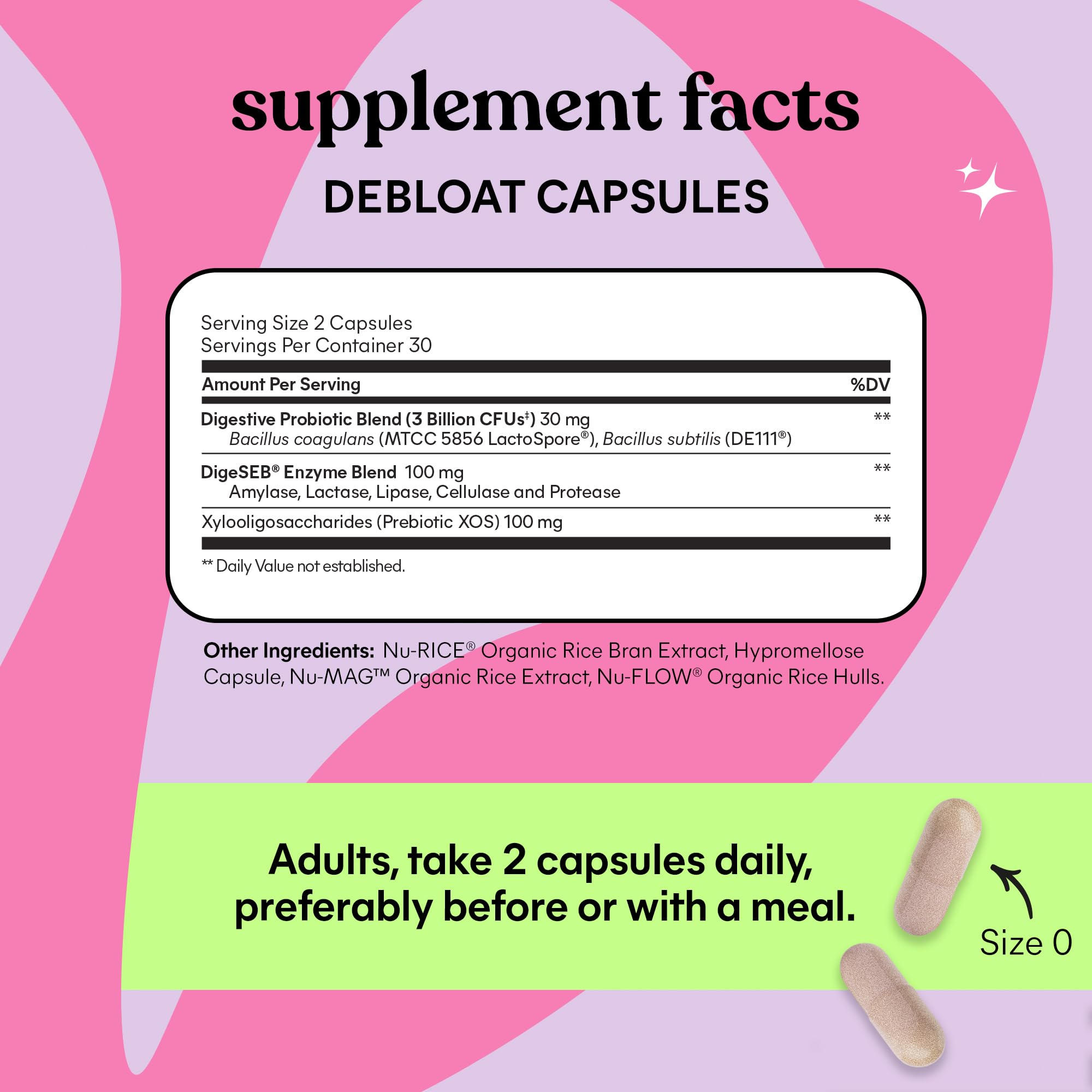 Lemme Debloat Probiotic Capsules for Bloating & Gas Relief, 30-Day Supply | Bloating & Gas Relief - 2 Clinically Studied Probiotics w/5 Digestive Enzymes to Improve Digestion, Women & Men