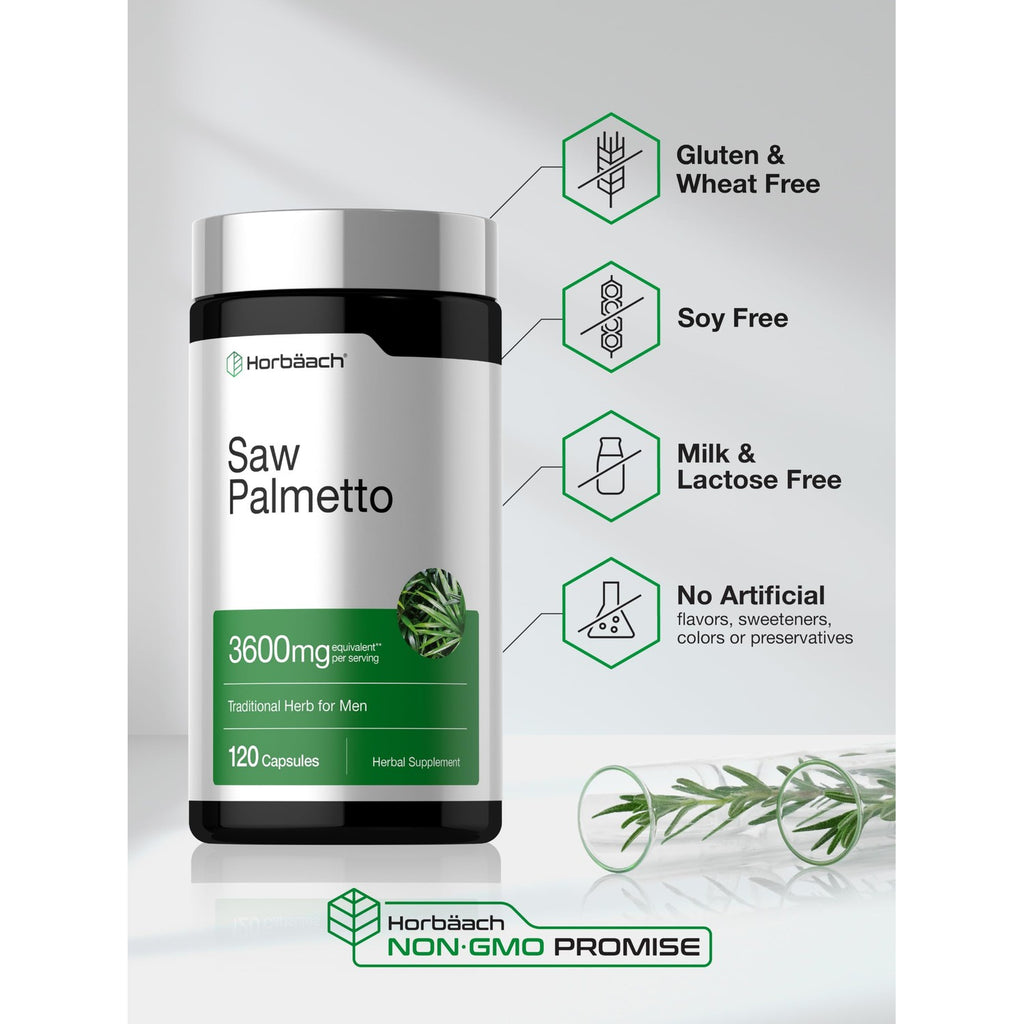 Horbäach Saw Palmetto Extract | 120 Capsules | from Saw Palmetto Berries | Non-GMO and Gluten Free Formula