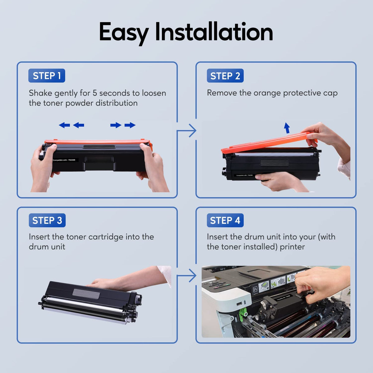 Compatible Toner Cartridge Replacement for Brother TN436 TN 436 TN436BK TN433 TN431for Brother HL-L8360CDW HL-L8260CDW MFC-L8900CDW MFC-L8690CDW Printer (Cyan, Yellow, Magenta, Black, 4 Pack)