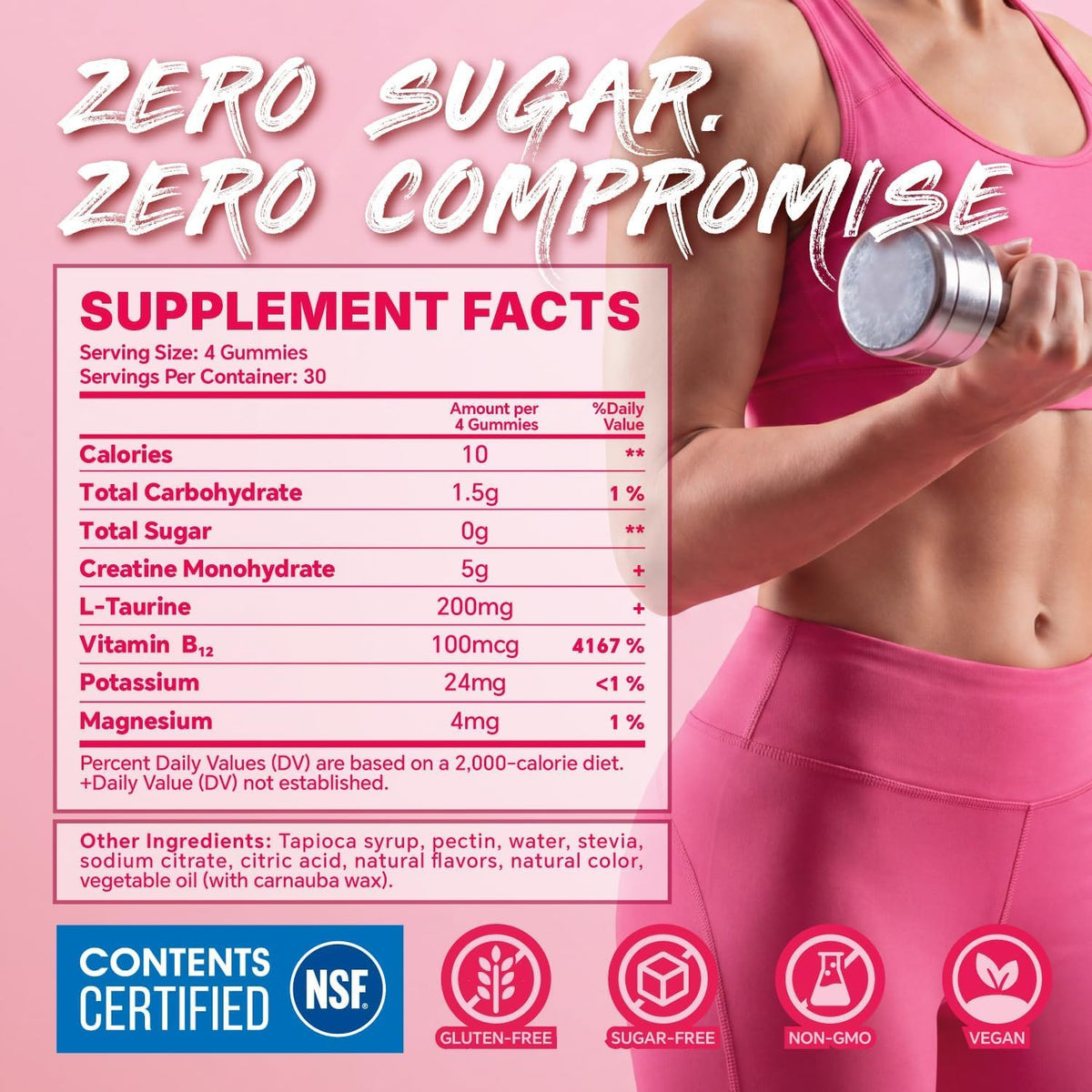 Creatine Monohydrate Gummies 5000mg for Women & Men, Strawberry, 120 Count