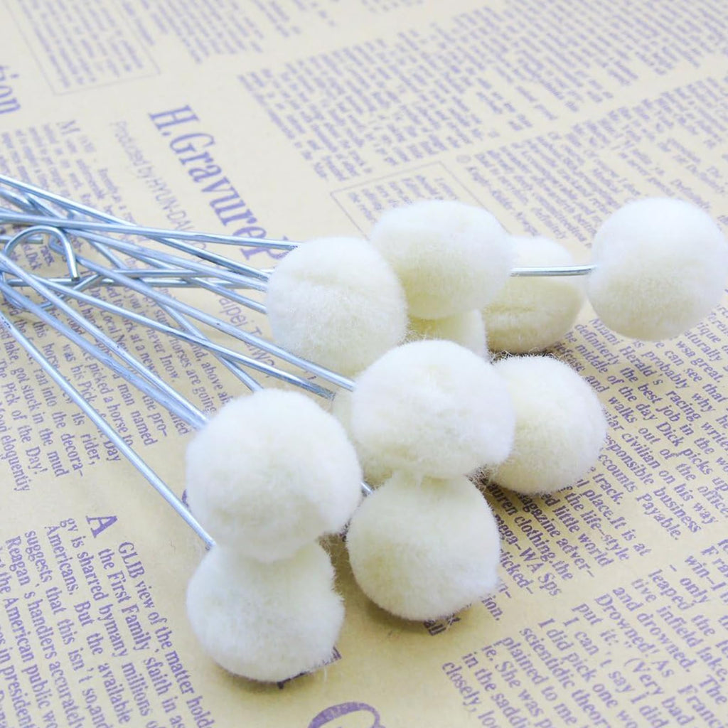 100 Packs Wool Daubers Ball Brush Leather Dye Tool with Metal Handle for DIY Crafts Projects