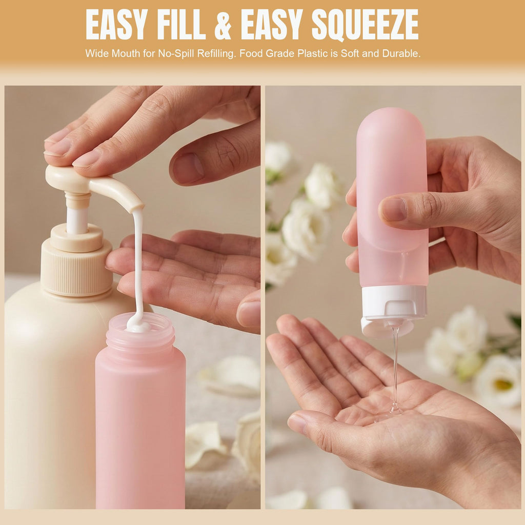 DEWSENSI 20 Pack Travel Bottles Set for Toiletries | TSA Approved, Leak Proof, Plastic Travel Size Containers, Refillable Accessories for Shampoo Conditioner Lotion Liquids