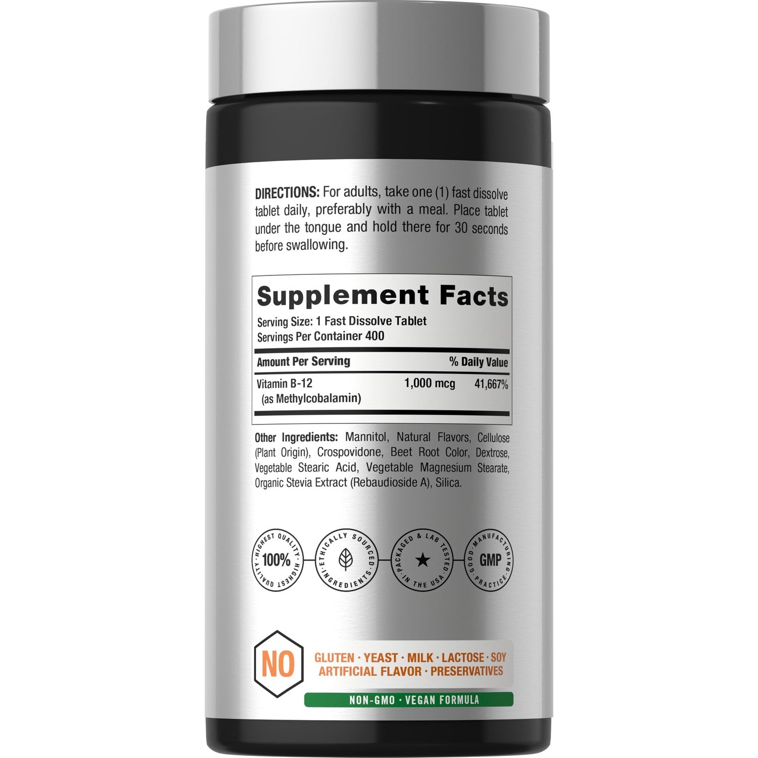 Horbaach Vitamin B12 1000 mcg Sublingual | 400 Fast Dissolve Tablets | Methylcobalamin Supplement for Women and Men | Berry Flavor | Vegan, Non-GMO, and Gluten Free