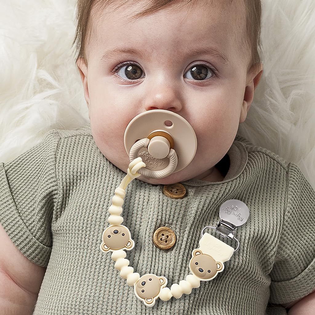 Itzy Ritzy Silicone Pacifier Clip, Baby Pacifier Holder Clip (Baby Bear)