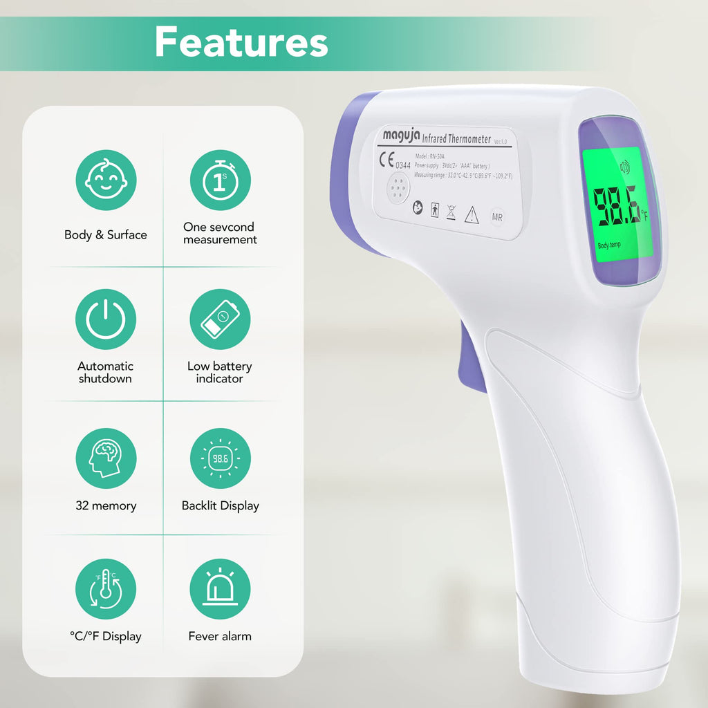 maguja Digital Touchless Forehead Thermometer for Adults Kids Home Use