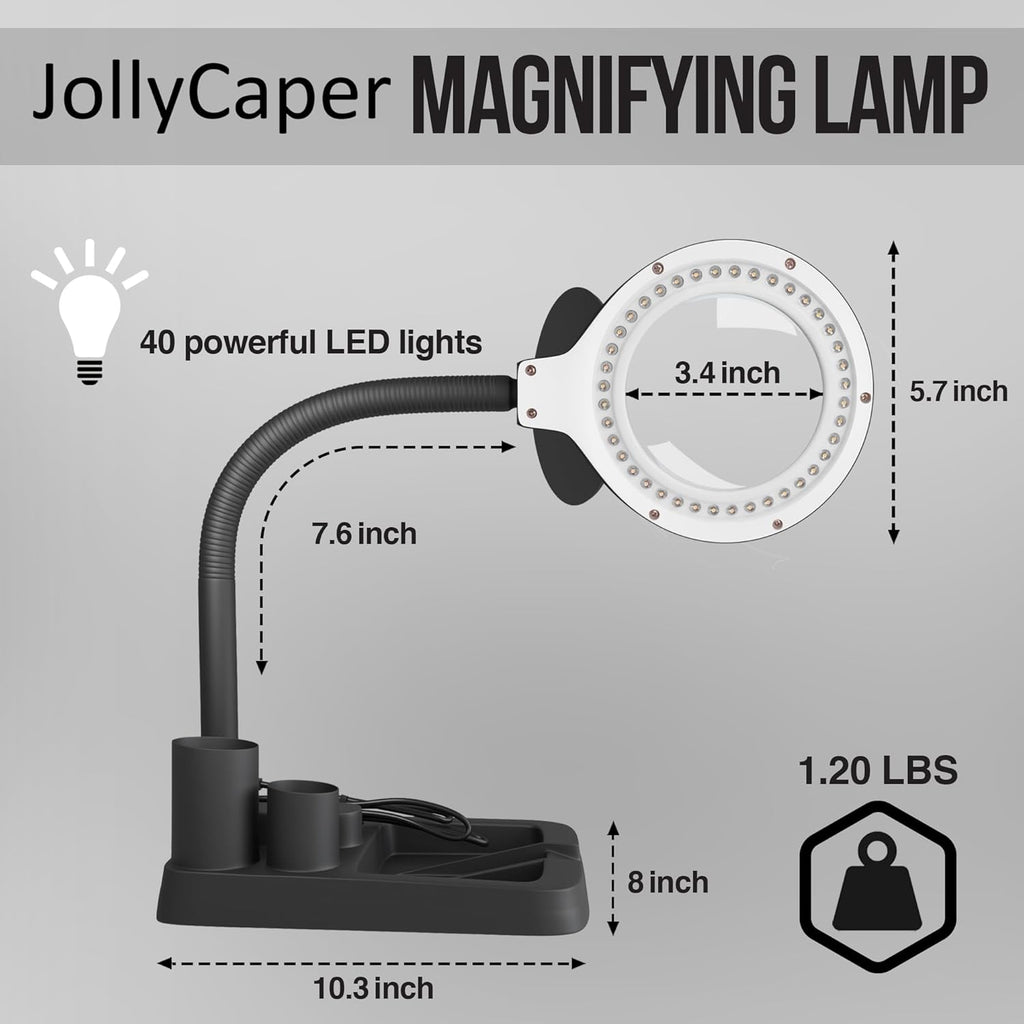 Buy now Magnifying Glass with Light and Stand-5X 10X Magnifying Lamp, Magnifying Glass for Reading, Desk Lamp with Magnifier for Close Work (Black) at indiglob india
