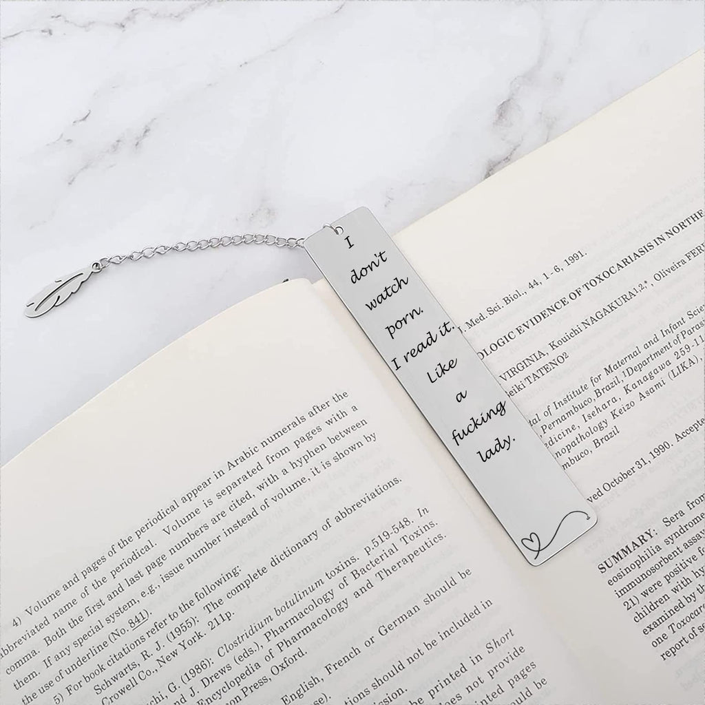 Metal Bookmark Gift, Engraved Stainless Steel Leaf Pendant Book Mark
