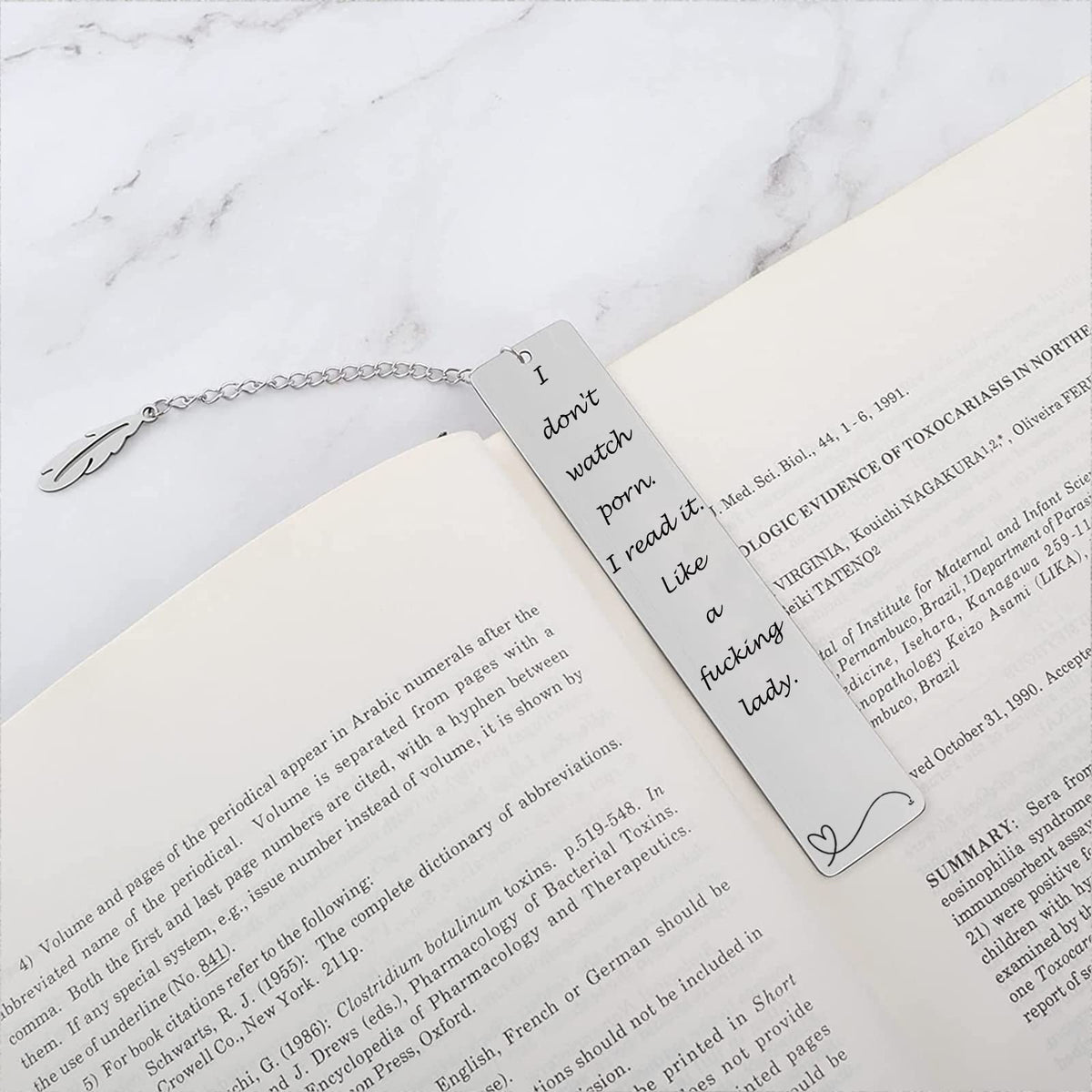 Metal Bookmark Gift, Engraved Stainless Steel Leaf Pendant Book Mark