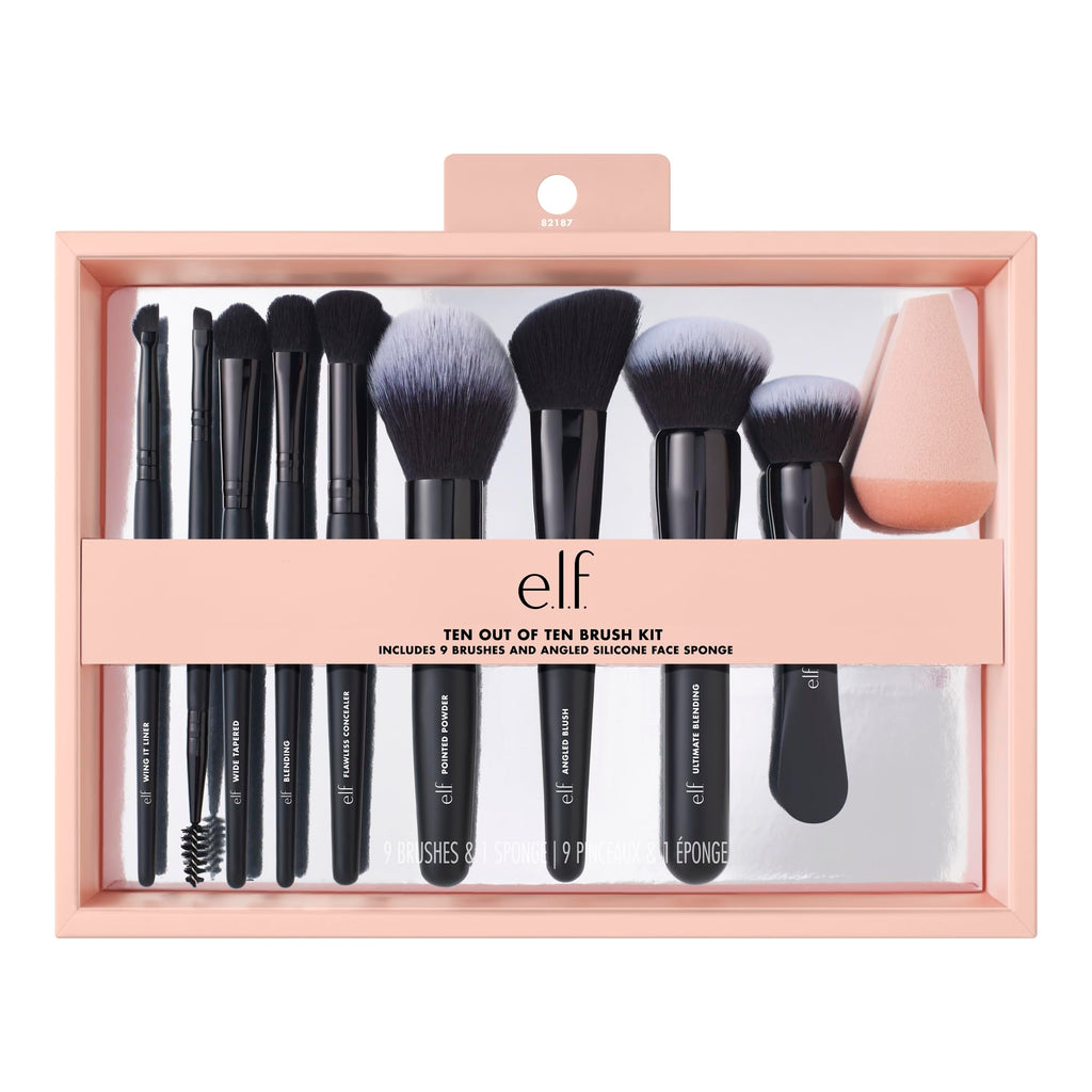 Buy now e.l.f. Ten Out Of Ten Brush Set, 10 Piece Brush Kit, Brushes For Face Makeup, Eyes, Brows & More, Made With Synthetic Bristles, Vegan & Cruelty-Free at indiglob india