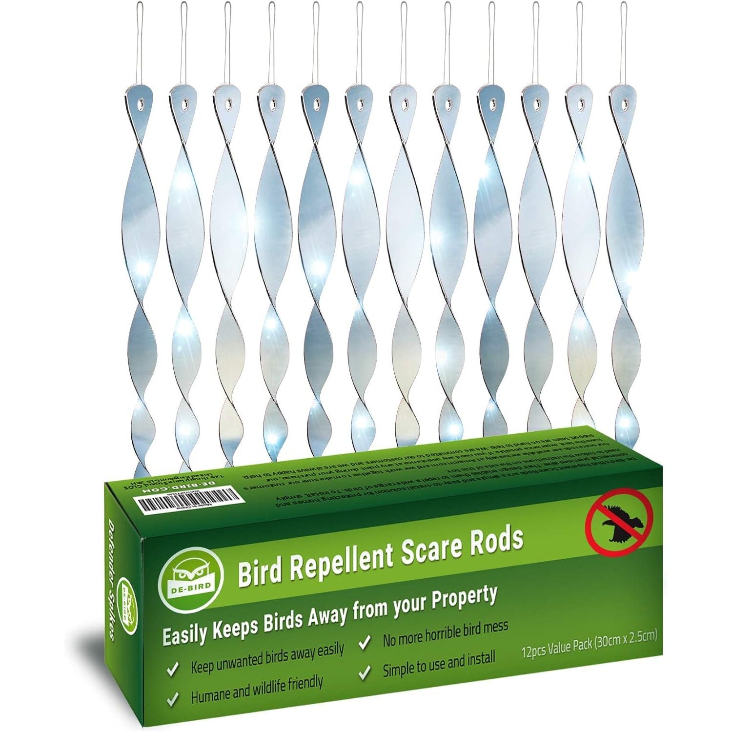Buy now De-Bird Reflective Diverter Discs Bird Deterrents for Outside - 8-Pack, Silver Acrylic, Garden Style - Easy to Install with Swivel Action, Reflective Shine & Humane Bird Repellent Devices Outdoor 12Pack-Bird Scare Rods at indiglob india