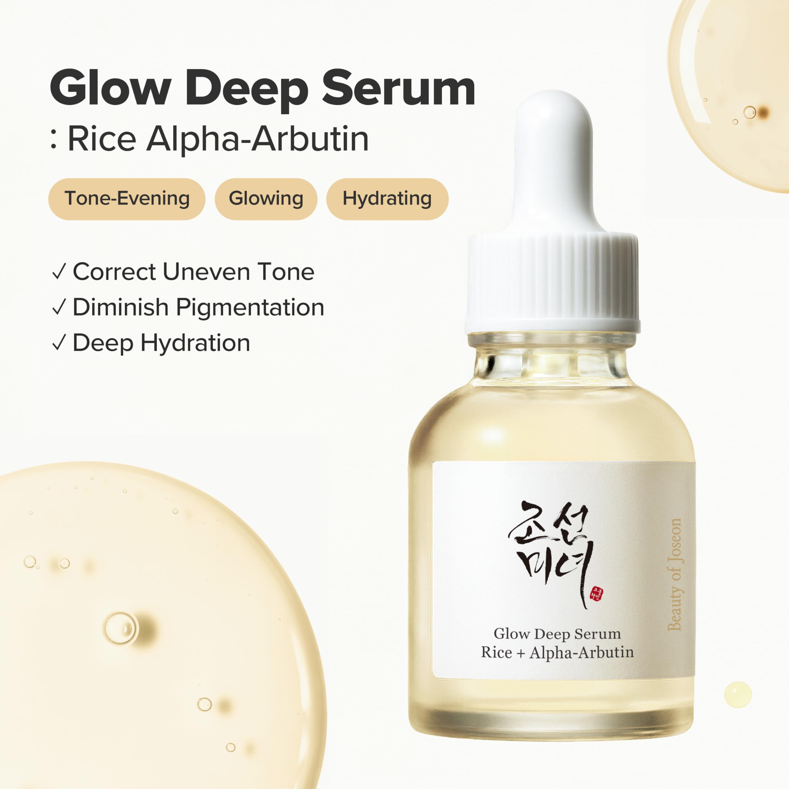 Beauty of Joseon Glow Deep Serum Rice Alpha-Arbutin Niacinamide Moisturizing Uneven Skin Tone Daily Korean Skin Care, 60ml, 2 Fl.Oz