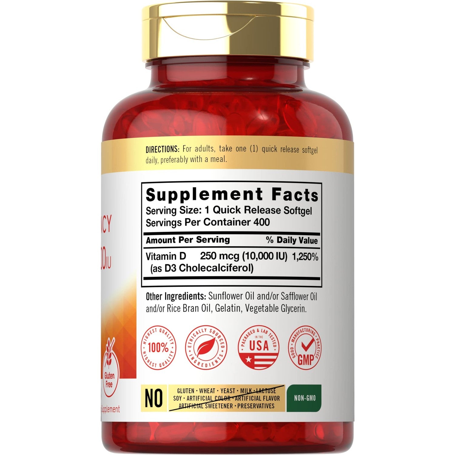 Carlyle Vitamin D3 10000 IU (250 mcg) | 400 Softgels | Value Size | Max Potency | Non-GMO, Gluten Free Supplement