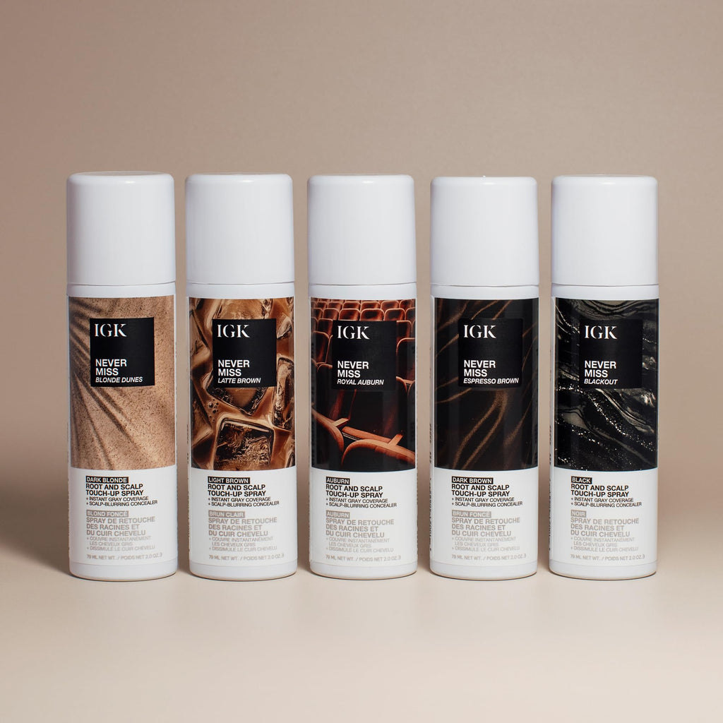 IGK NEVER MISS Root & Scalp Touch-Up Spray - Dark Blonde | Temporary Gray Coverage for Roots & Thinning Hair | Waterproof, Sweat-Resistant, Non-Flaking | With Biotin, Rosemary & Squalane | 2oz