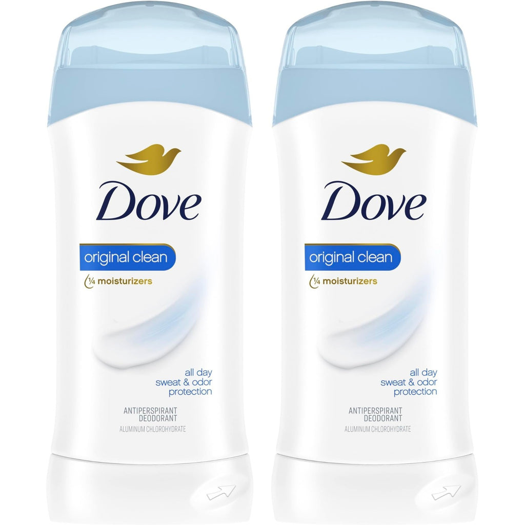 Dove Antiperspirant Deodorant Stick Original Clean 2.6 oz 2PK | All Day Underarm Sweat & Odor Protection for Women. Invisible Solid