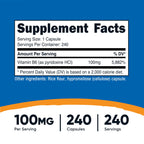 Nutricost Vitamin B6 (Pyridoxine HCl) 100mg, 240 Capsules