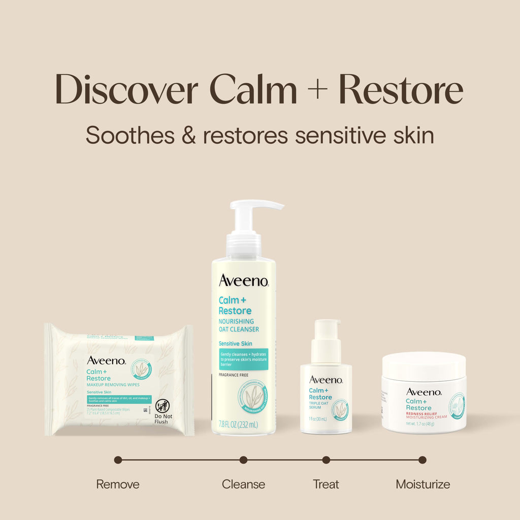 Aveeno Calm + Restore Redness Relief Moisturizing Cream, 1.7 oz | Instantly Calms & Soothes Appearance of Redness with Ceramide & Vitamin B5, Hypoallergenic, Fragrance-Free, Non-Comedogenic