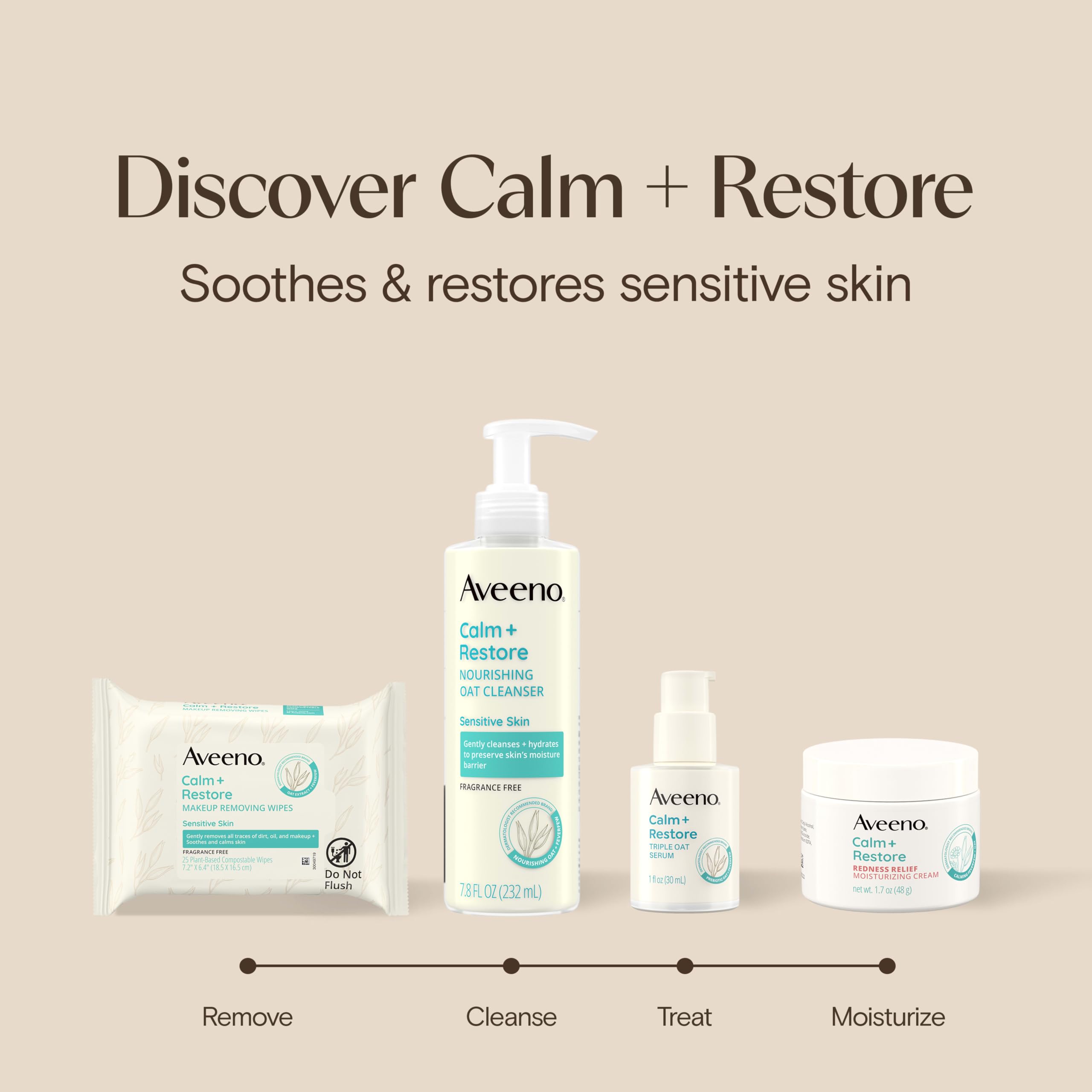 Aveeno Calm + Restore Redness Relief Moisturizing Cream, 1.7 oz | Instantly Calms & Soothes Appearance of Redness with Ceramide & Vitamin B5, Hypoallergenic, Fragrance-Free, Non-Comedogenic