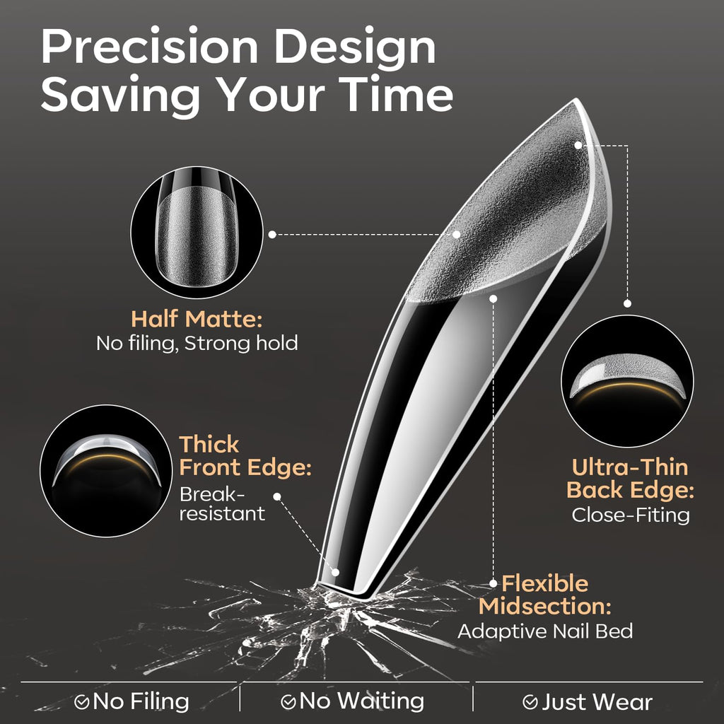 High-quality Modelones Short Almond Nail Tips in original packaging, designed for easy application without filing or waiting.