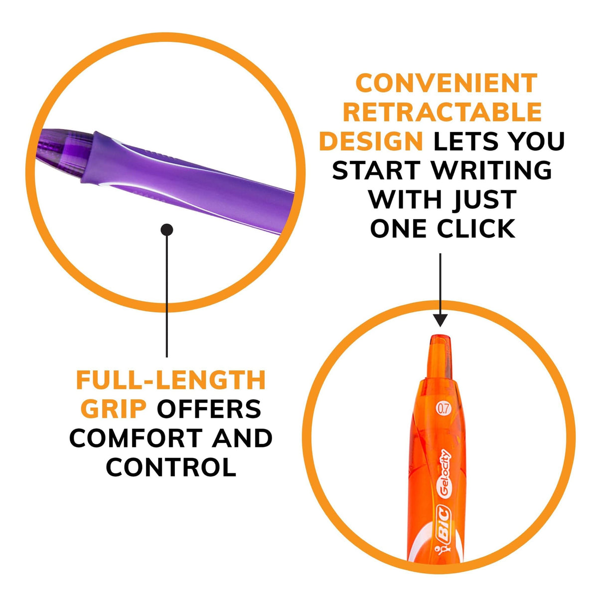 BIC Gelocity Quick Dry Gel Pens, Medium Point, 0.7 mm, 8-Count Pack