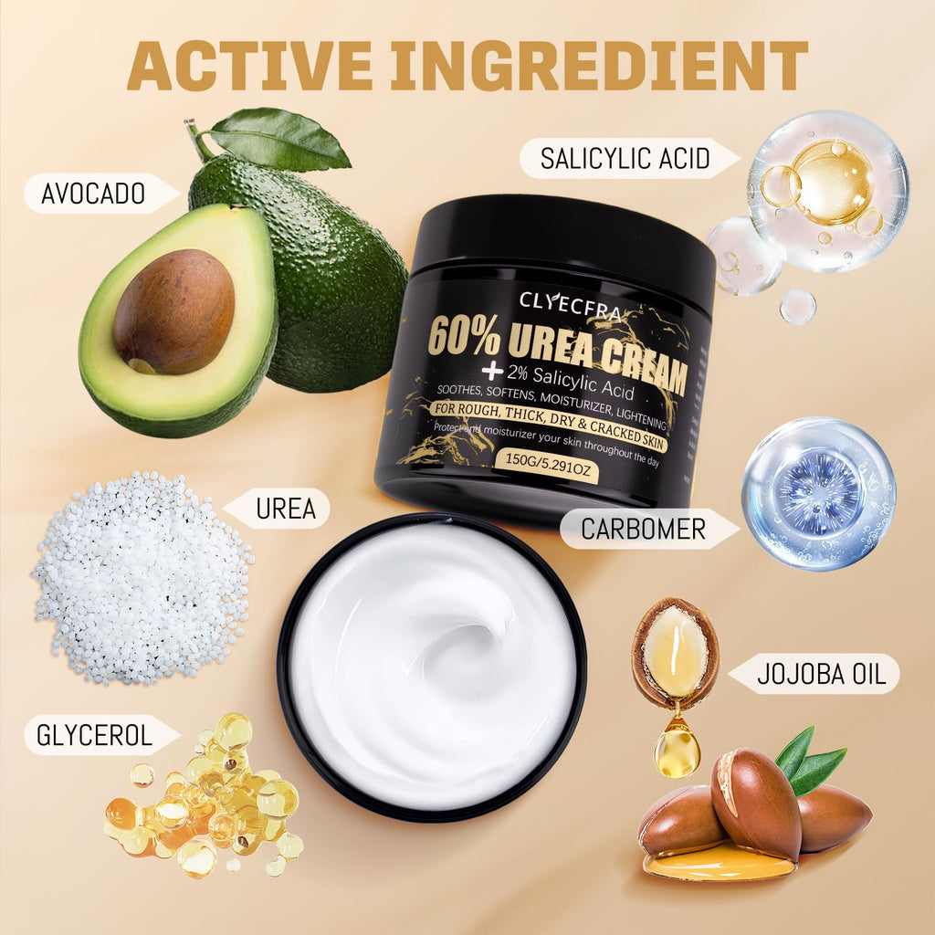 60% Urea Cream for Feet with 2% Salicylic Acid for Deep Hydration-150g | Urea Cream 60 Percent for Feet & Hands-Maximum Strength Moisturizer for Rough,Dry,Thick & Cracked Skin,Callus Remover