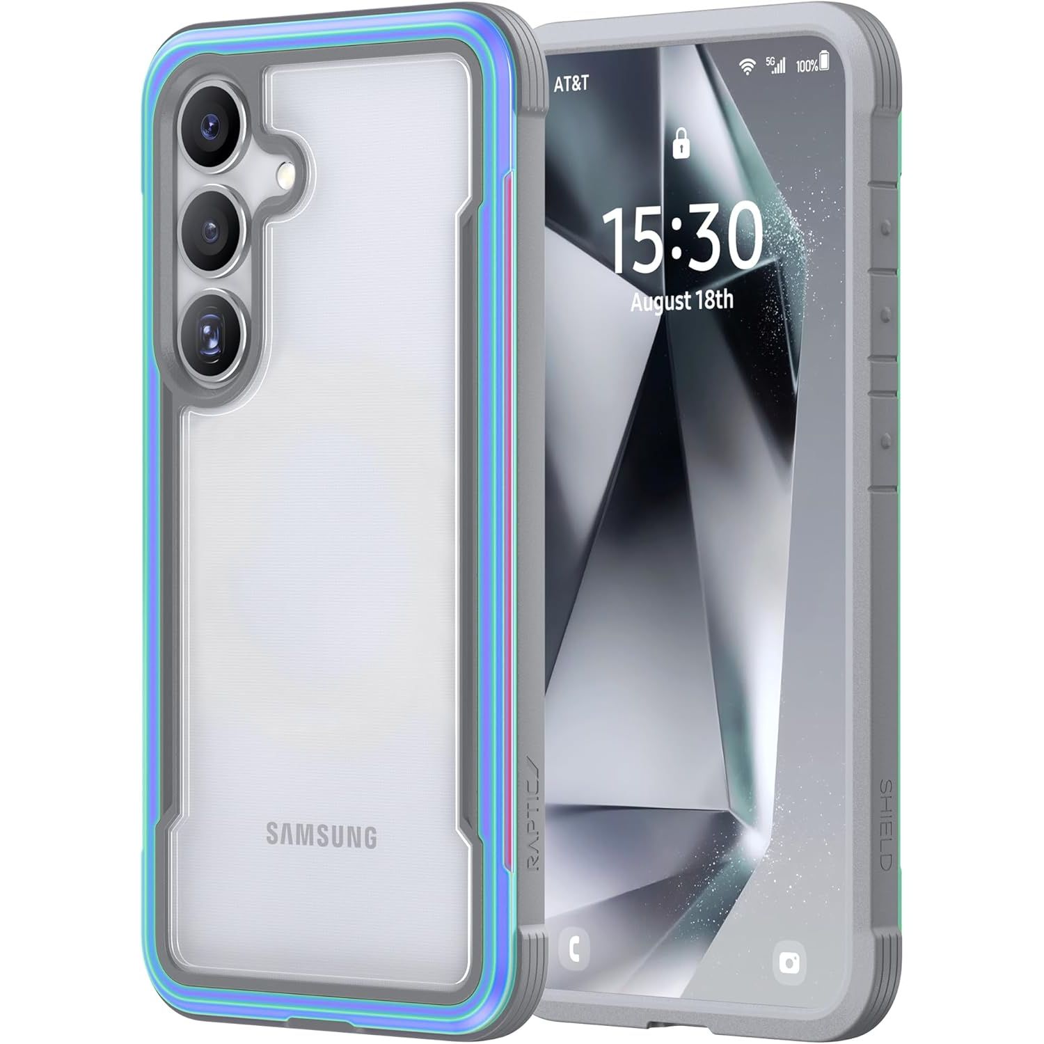 Buy now RAPTIC Shield Crystal Case for Samsung Galaxy S24 Ultra, [13FT Mil-Grade Drop Protection], [Not Yellowing Tech], Durable Anodized Shockproof Aluminum Frame Slim Samsung S24 Ultra Case, Iridescent S24 6.2" Iridescent at indiglob india
