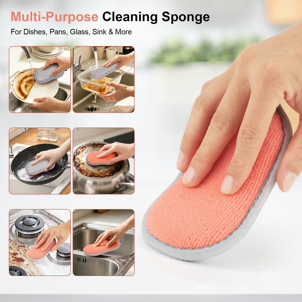 Kitchen Sponges for Washing Dishes, 1 Inch Thick Dual-Sided Dish Sponge