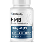Bucked Up HMB (Beta-Hydroxy Beta-Methylbutyrate) 1500mg Per Serving, Essentials (60 Servings, 180 Capsules)