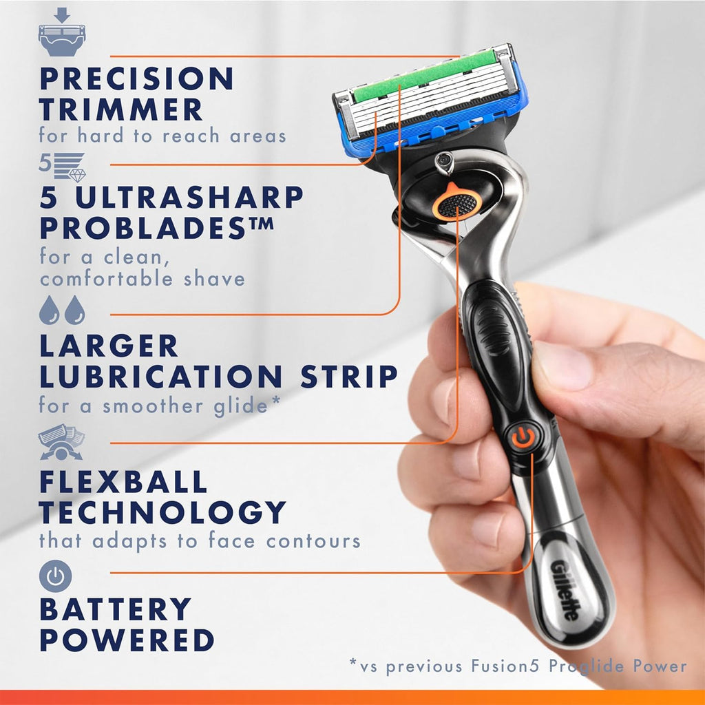 Buy now Gillette ProGlide Power Razor for Men, 1 Gillette Power Razor Handle + 1 Blade Refill at indiglob india